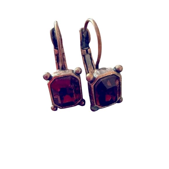 Antique Design Brass Drop Earrings - Picture 1 of 5